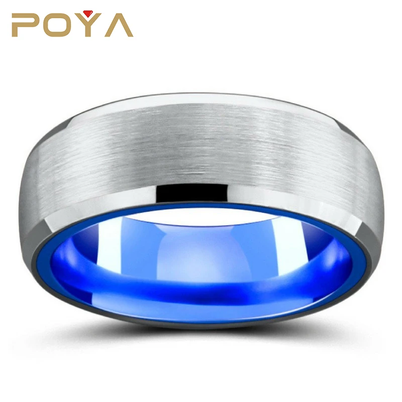 POYA Jewelry Hybrid Aluminum and Tungsten Wedding Ring Atlantic Blue