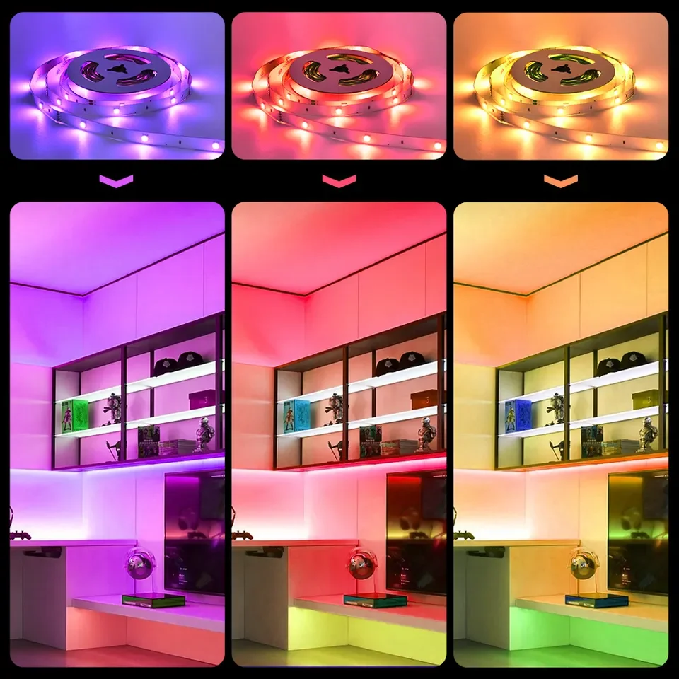 12V IR Control Indoor Decoration 5m 10m SM D 5050 Smart Rgb Led Strip Lights for Home