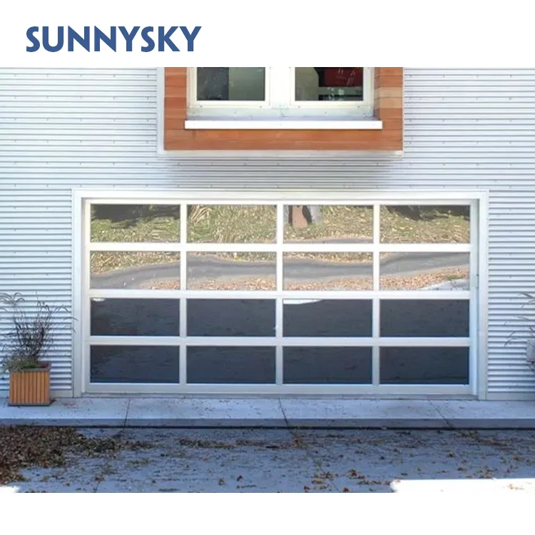 Sunnysky Automatic Aluminum Modern Garage Door Sliding up Glass 8x7 Full View Garage Door for Homes