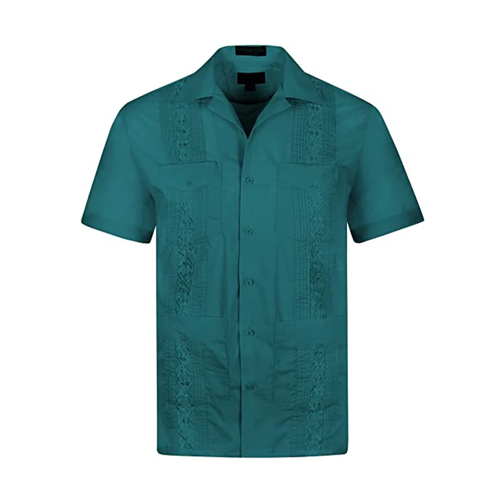 OEM Factory Cuban Guayabera Short Sleeve Shirt, Wedding Cigar Beach Bartender Casual Guayabera Hombre Mexican Guayaberas shirts