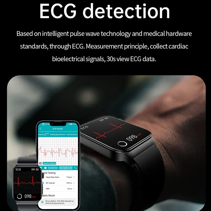 Health ECG Smart Watch Fitness Tracker With Blood Oxygen Heart Health Analysis Sleep Monitoring HRV Alert smartwatch