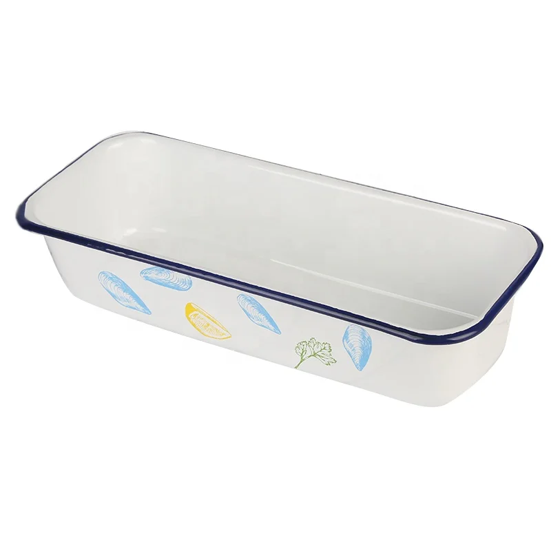 Oven / microwave use enamel baking bread pan baked pastry cake baking pan white color baking pans for cakes nonstick