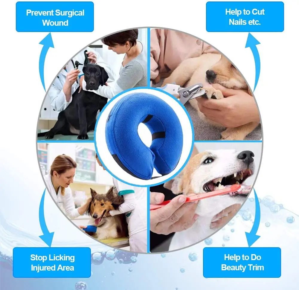 Protective Inflatable Collar for Dogs and Cats - Soft Pet Recovery Collar Does Not Block Vision E-Collar