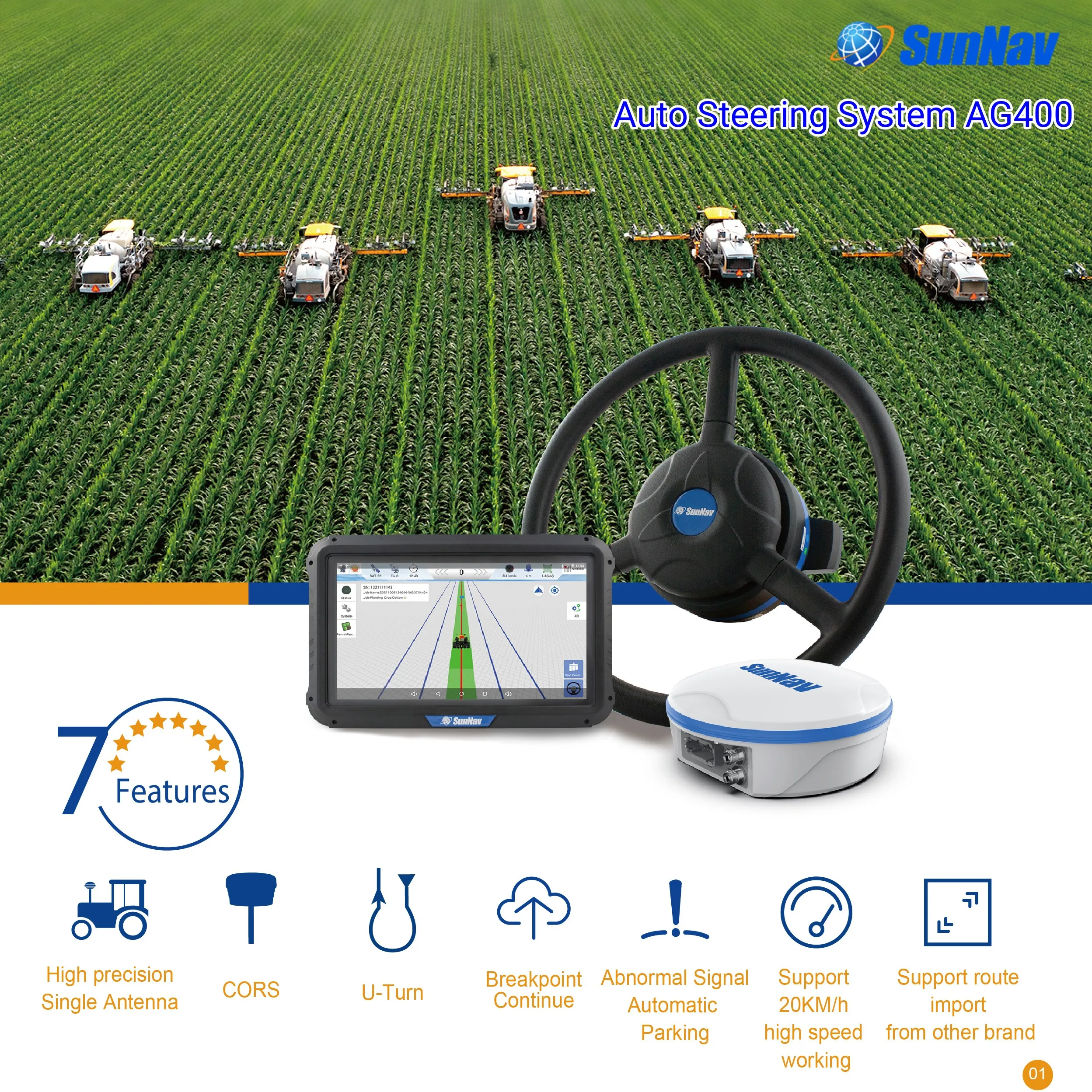 tractor Auto Steering system GPS Auto Pilot System Precision Agriculture Trimble CFX 750 Teejet Auto pilot SunNav AG400