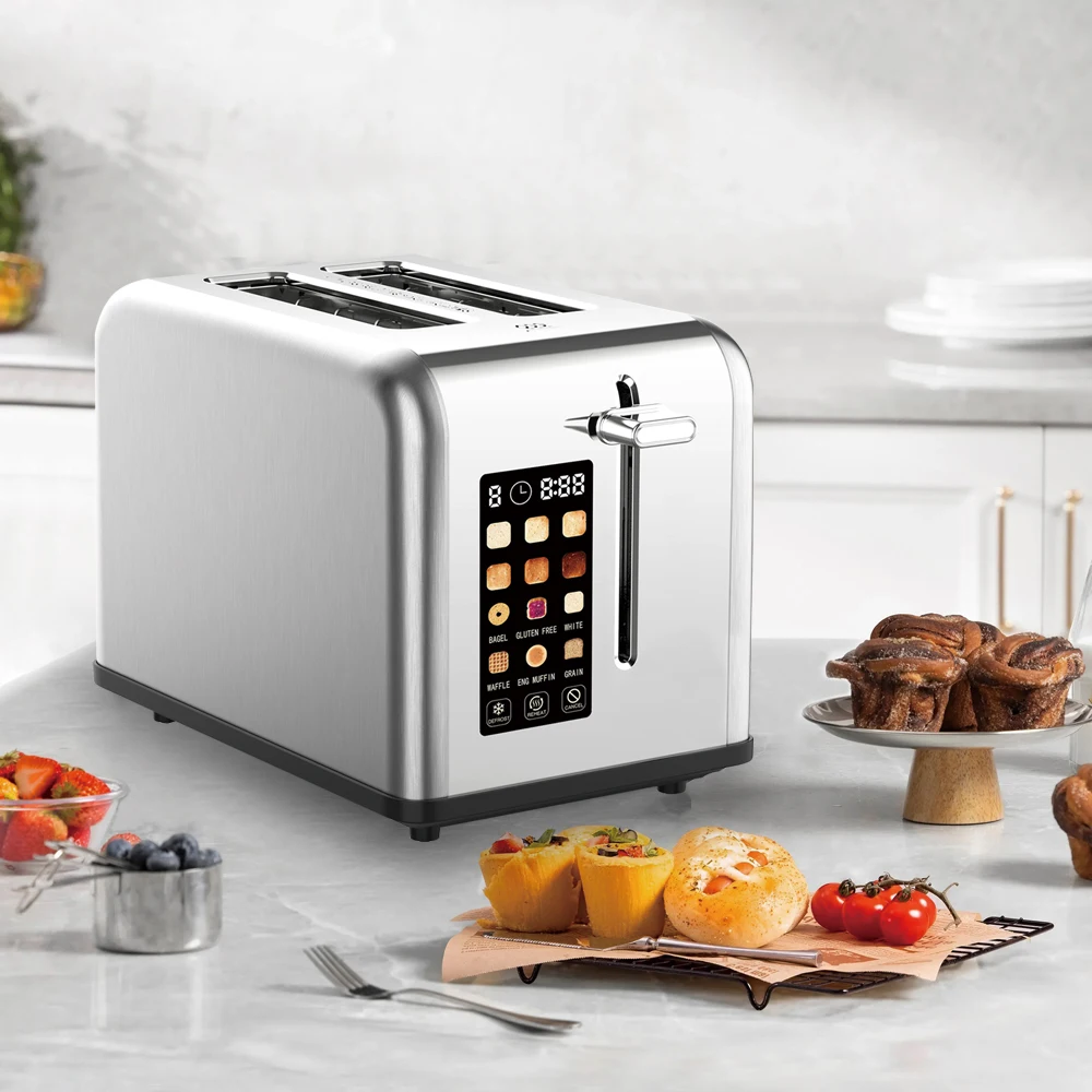 New Design Stainless Steel Bread Toaster with Large Digital Screen and Touch Control Multiple Functions Smart Toaster