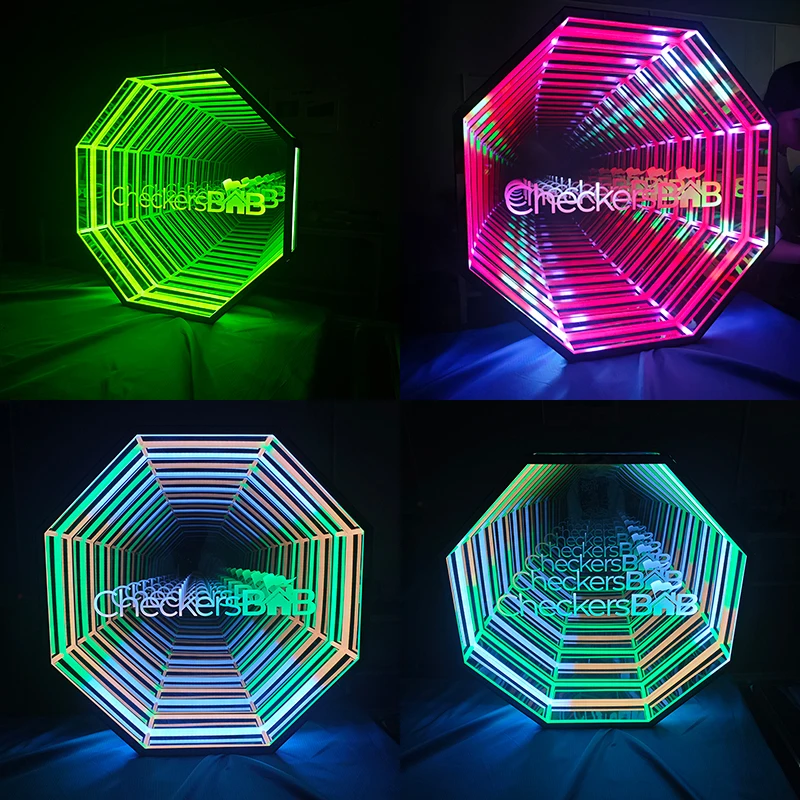 Remote control magic mirror neon layer mirror 3d led creative home aesthetic infinity mirror Sound sensor tunnel light