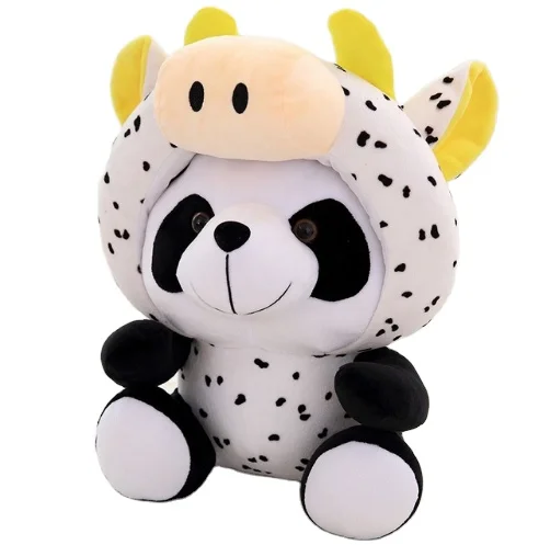 Kawaii Chinese Zodiac Panda Plush Toy Stuffed Soft Animals Mouse Cattle Dog Rabbit Plush Doll Cute Gift for Children