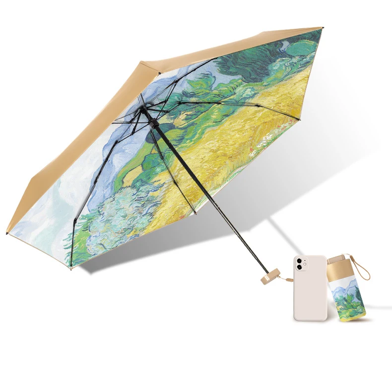 uv protection umbrella 2022 New design compact supper mini 6 folding pocket hot sale sun umbrella