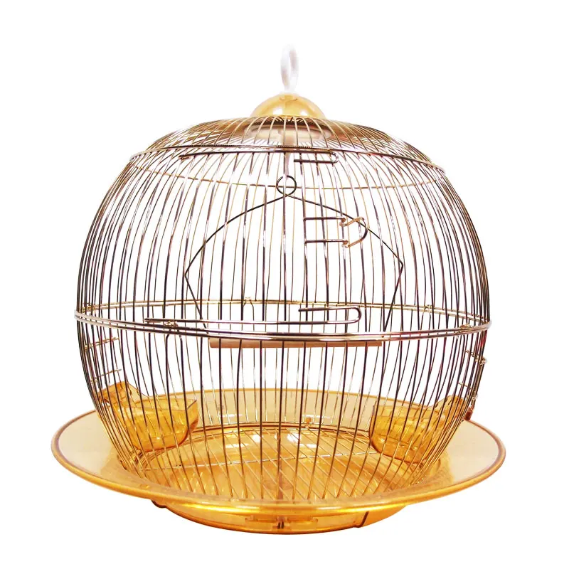 
Hot Sale Luxurious Golden Round Metal Parrot Bird Cage 