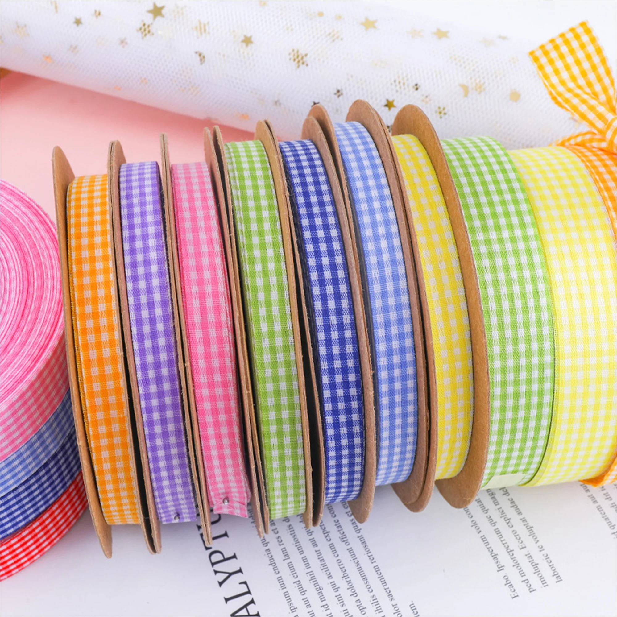 Plaid Ribbon Baking Cake Packaging Flower Ribbon Bouquet Tie Decoration Christmas Plaid webbing packaging ribbons