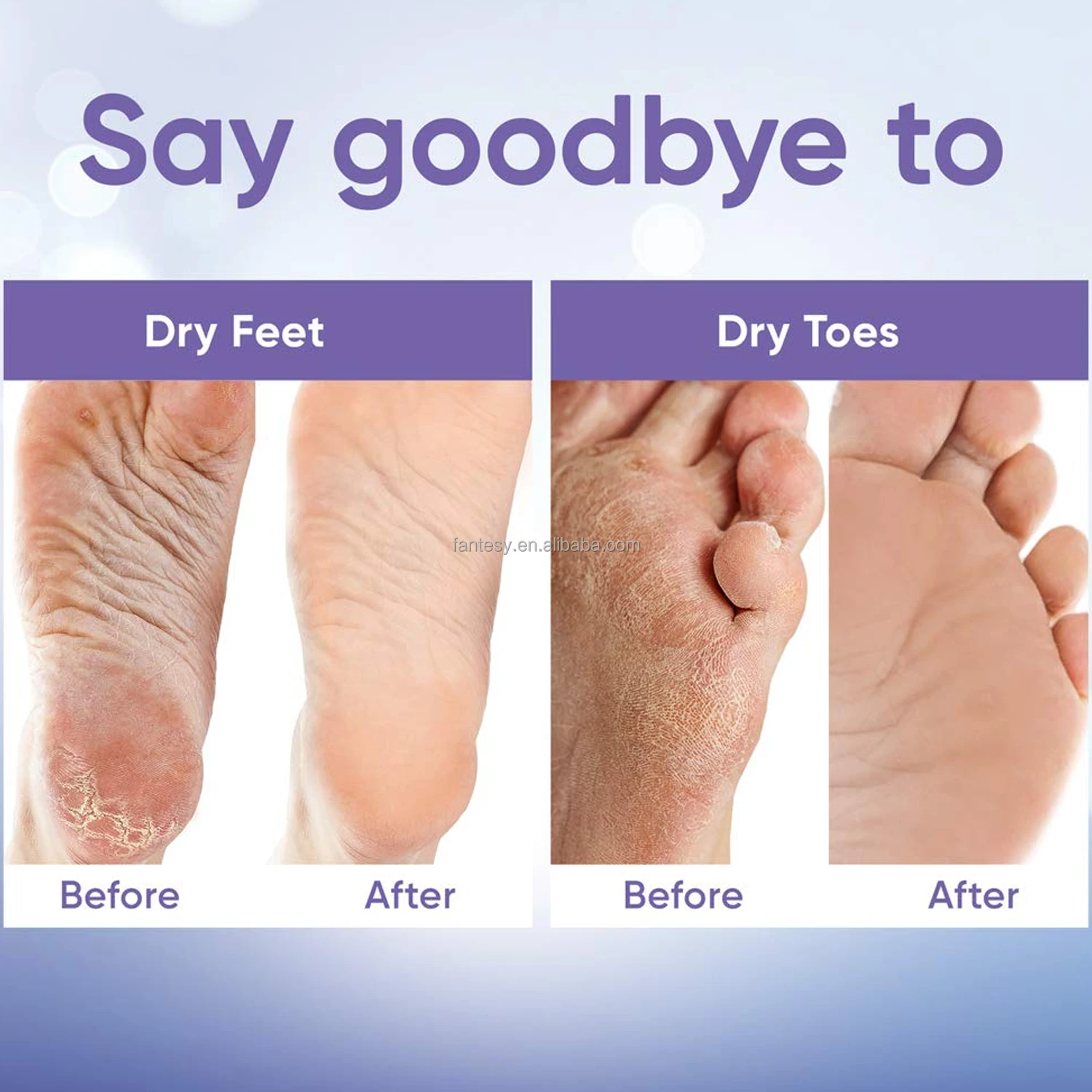 OEM Foot Mask Soft Skin Remove Dead Skin Dry Cracked Feet Callus Spa Aloe Vera Extract Women Men Exfoliating Lavender Foot Mask