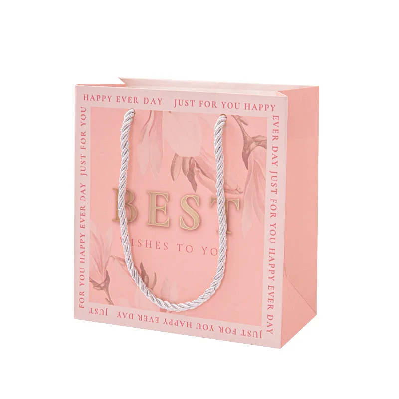 С наилучшими пожеланиями розовая бумага Ювелирные изделия Косметическая одежда обувь упаковка бумажный пакет подарок Шоппинг мешок с ручкой