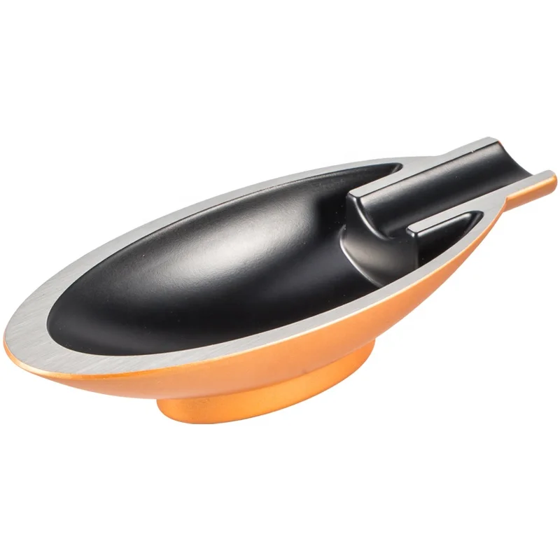 JF-087 JIFENG hot sales promotion cigar gift customized logo oval shape aluminium metal small single cigar ashtray