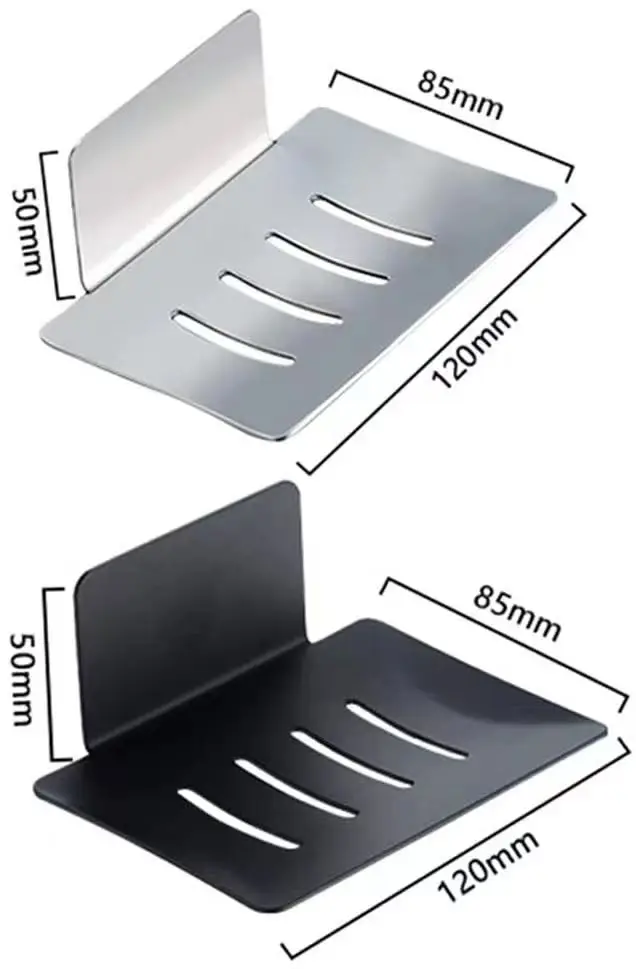 No pouch SUS304 Stainless Steel  Soap Dish Soap Holder Adhesive Soap Tray for Bathroom