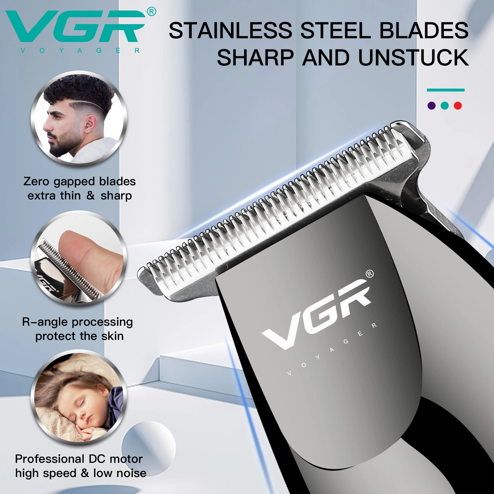 VGR V-030  Electric Hair Clipper Rechargeable  Low Noise Professional Hair Trimmer Cordless for Men Hair Cutting Machine