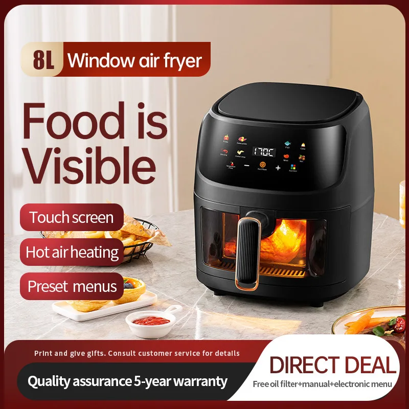 wholesale 8L Modern Digital electric glass new 8l air fryer with LCD Display Oil-Free Cooking for Family