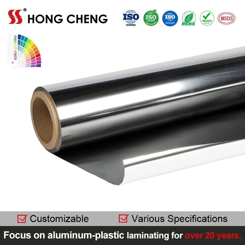 Flexible laminated metalized bopp polyester plastic films in roll with Matte black printing