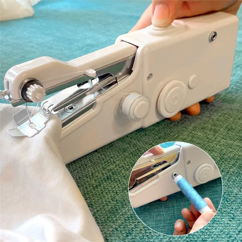 Small Sewing Machine Portable Handheld Manual Mini Sewing Machine Household Needlework Cordless Handwork Tools Accessories