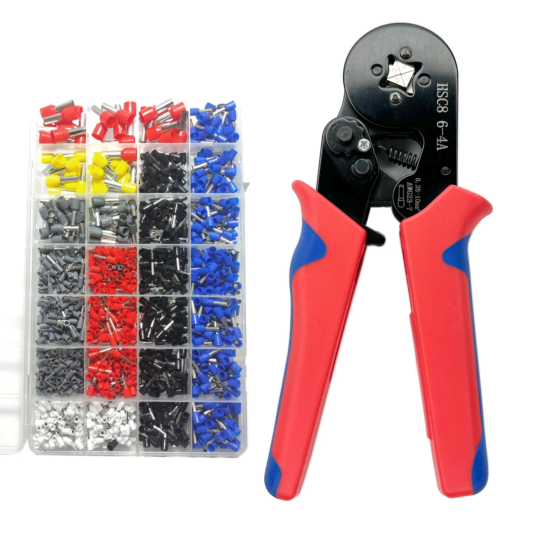 HSC8 6-4 Alicate square Wire crimper Plier set Cable ferrule 6-4a crimping tool kit with 1200 terminal