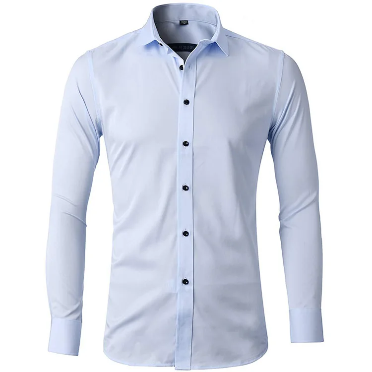 Fashion Wholesale Newest High Quality Pure Cotton Wrinkle Free Long Sleeve Formal Polin Business Mens European Size Dress Shirt