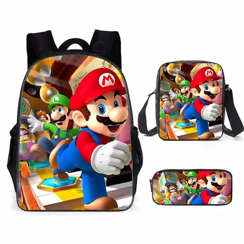 Mario School Backpack Set Mini Cartoon Three Piece Amazon School Bag And Lunch Bag Set For Kids Students Child School Bags Set