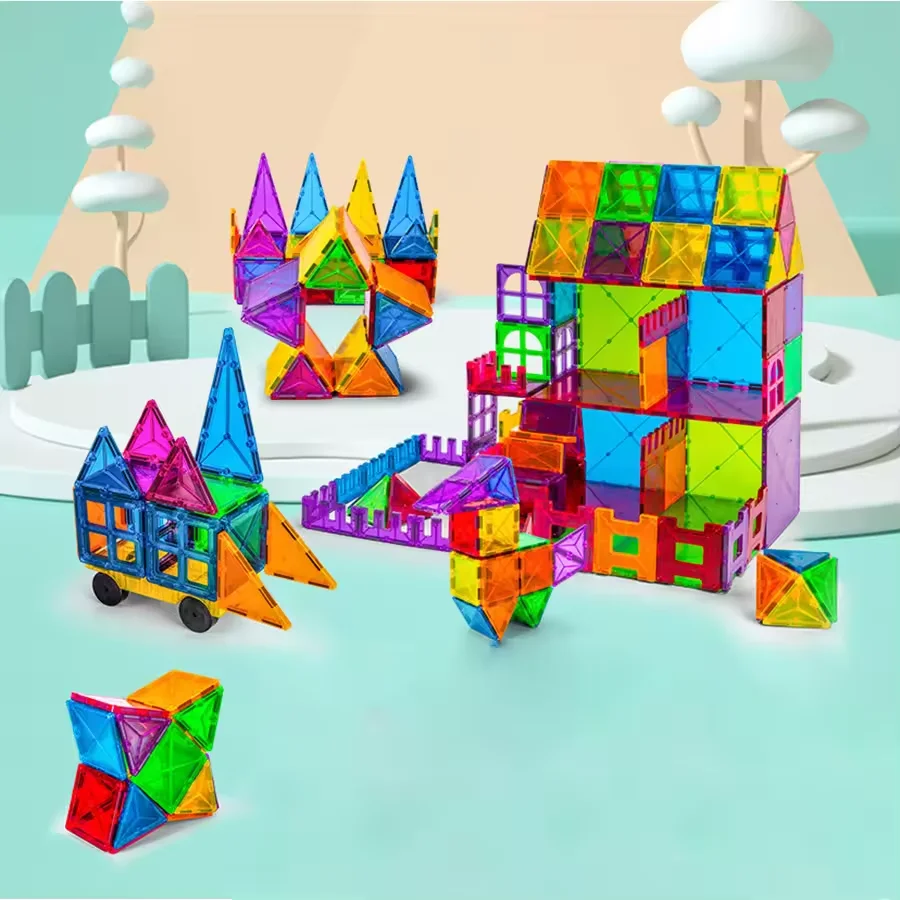 Educational Toys Magnet Building Tiles 3d Transparent Magnetic Building Blocks Set