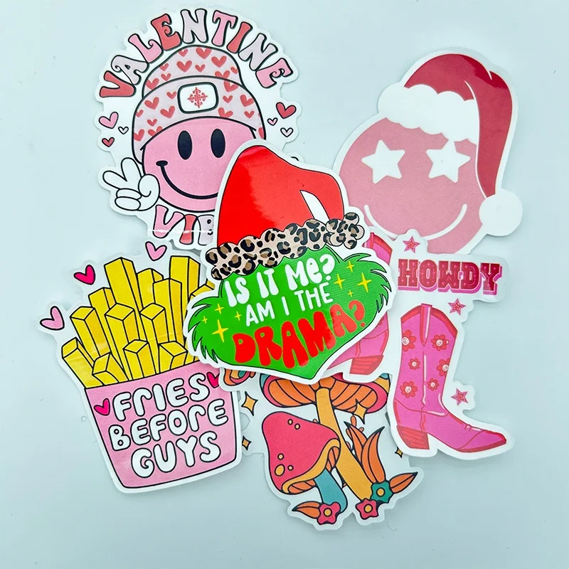 Stickers Custom Brand Logo Die Cut Vinyl Adhesive Logo Printing Waterproof Laptop Stickers Cartoon Custom Stickers
