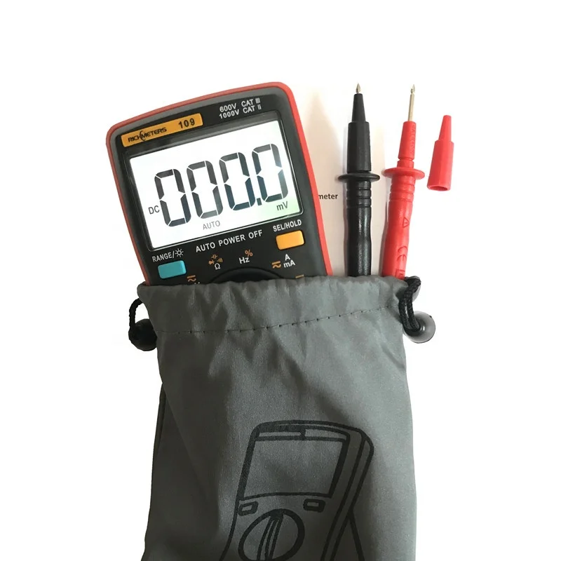 RM109 Digital Multimeter 9999 counts Mini Auto Range True-RMS Square Wave AC DC Voltage Ammeter Current Ohm Auto Manual