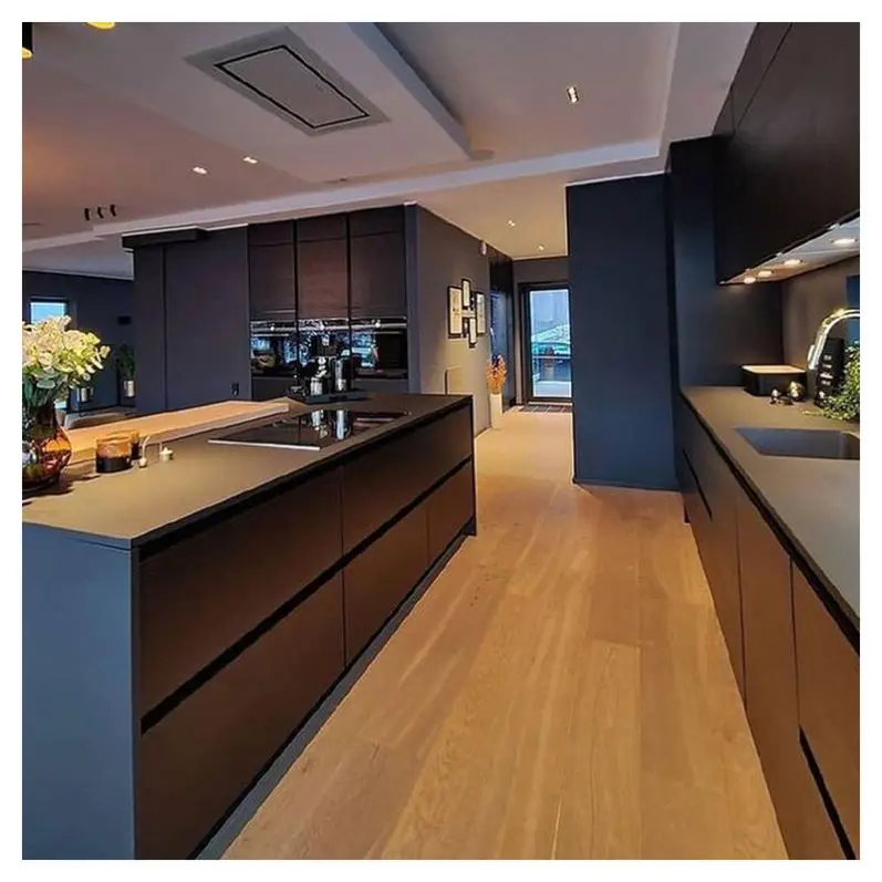 Realgres Kitchen Cabinets With Clean Handle-Less Look Cabinet Wood Kitchen Modern Modular Kitchen Cabinets