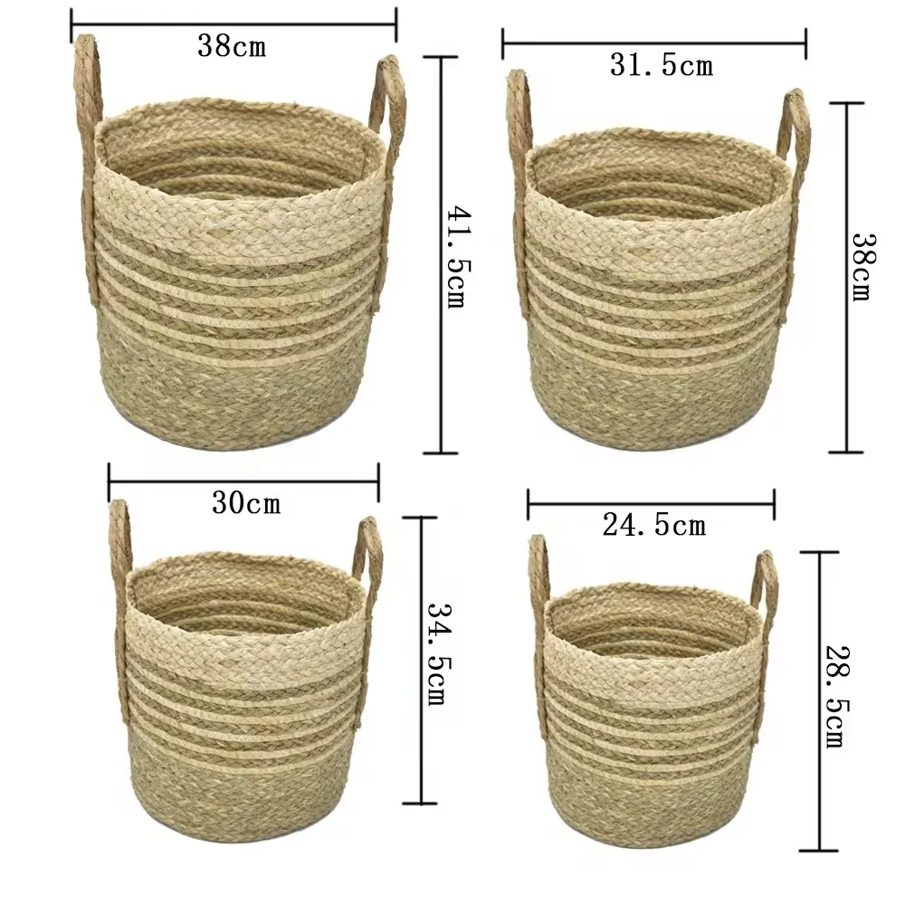 ZONNEST Customized Wholesale Cheap Set of 4 Multiple Colors Corn husk Rope Woven Storage Basket For Baby Toy Baskets