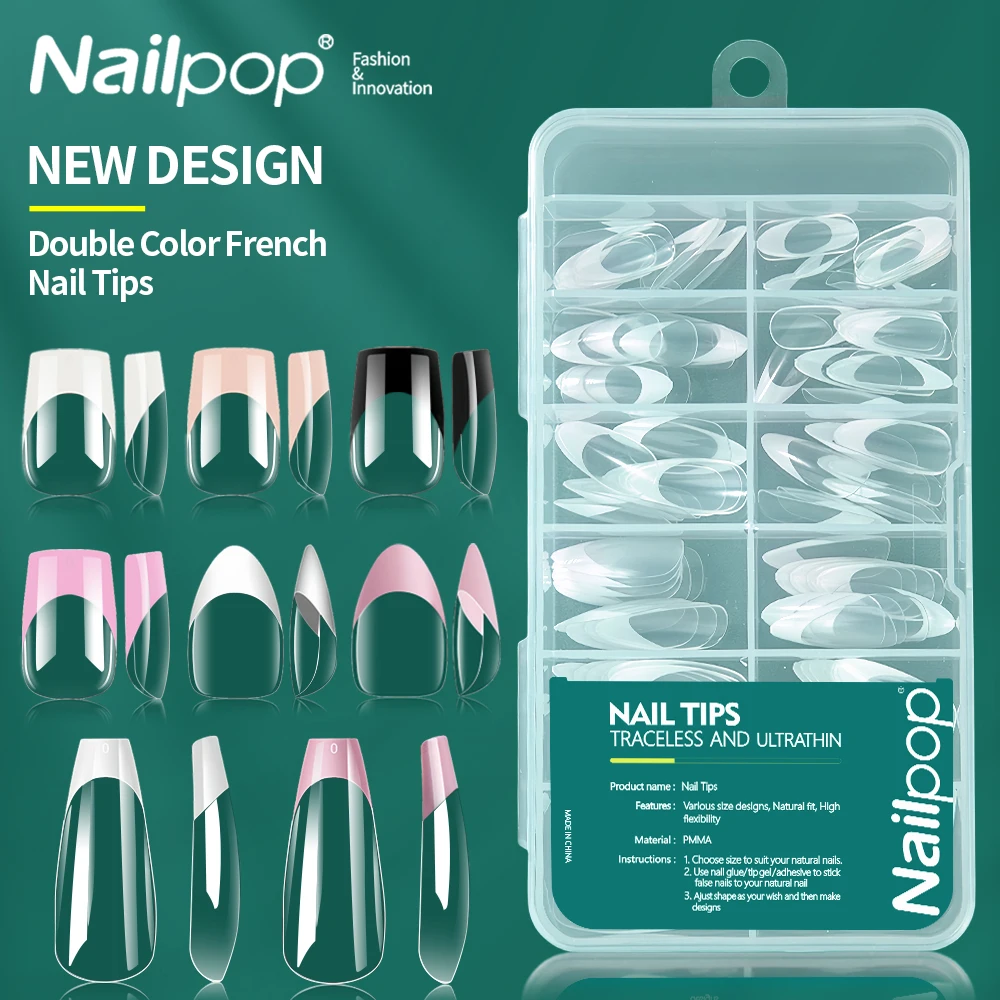 Nailpop 120 шт. короткий французский Полный Чехол Матовые прозрачные накладные ногти 8 размеров квадратная акриловая коробка для ногтей