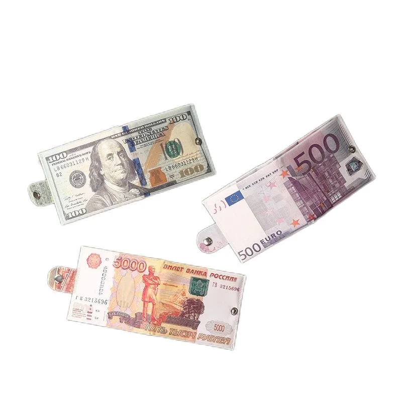 New fashion different currency dollar print canvas 100 US dollar bill wallets with snap