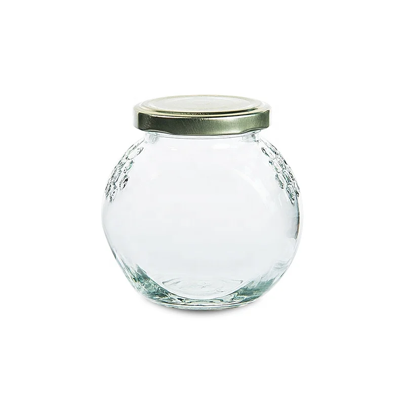 Wholesale Clear Flat Drum Glass Bottle 180ml 380ml 16oz Honey Spice Homemade Biscuit Candy Bottle Wedding Candy Jar
