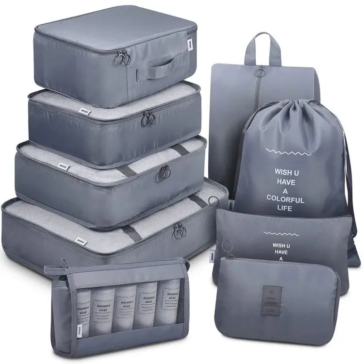 Luggage Organizers Suitcase Travel Accessories 9Pcs Travel Luggage Organizer Bags For Backpack With Shoe Bag & Electronics Bag
