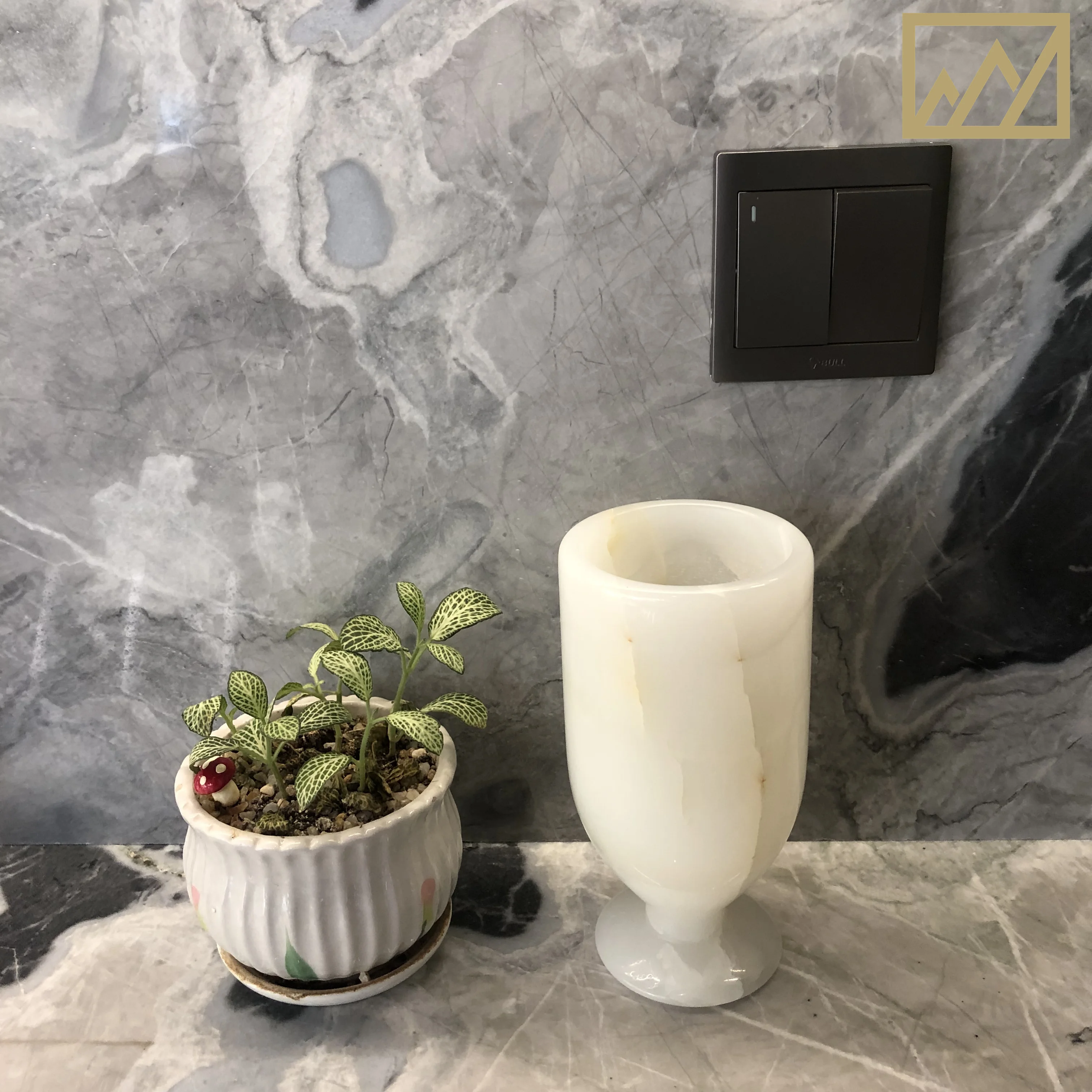 Custom Marble Vase Honey Onyx  Decorative Vase for the Living Room