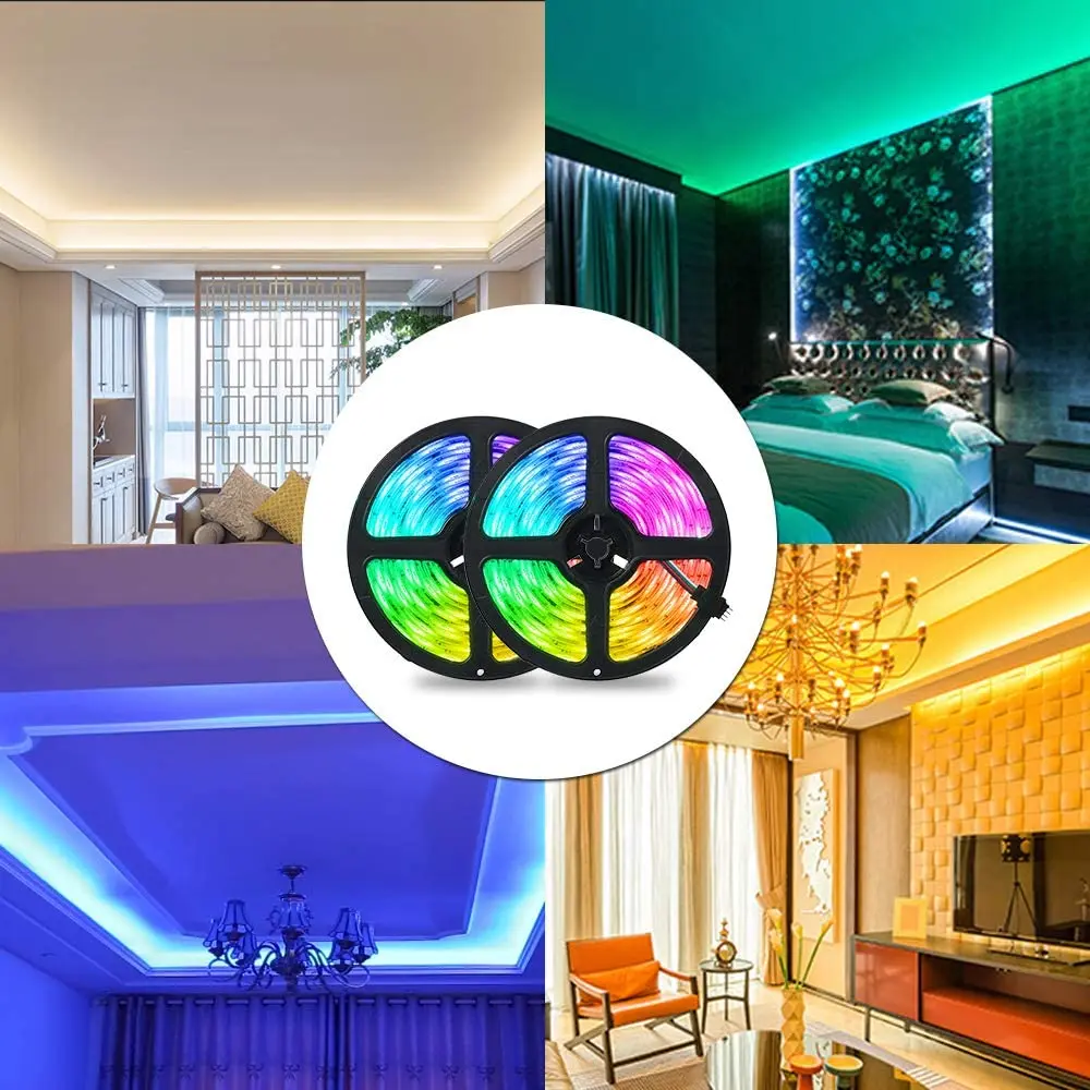 СВЕТОДИОДНАЯ Гирлянда RGB с пультом дистанционного управления на 44 кнопки, водонепроницаемая уличная и комнатная осветительная полоса IP65, набор праздничных декоративных ламп, 5 м, 10 м, 15 м, 20 м