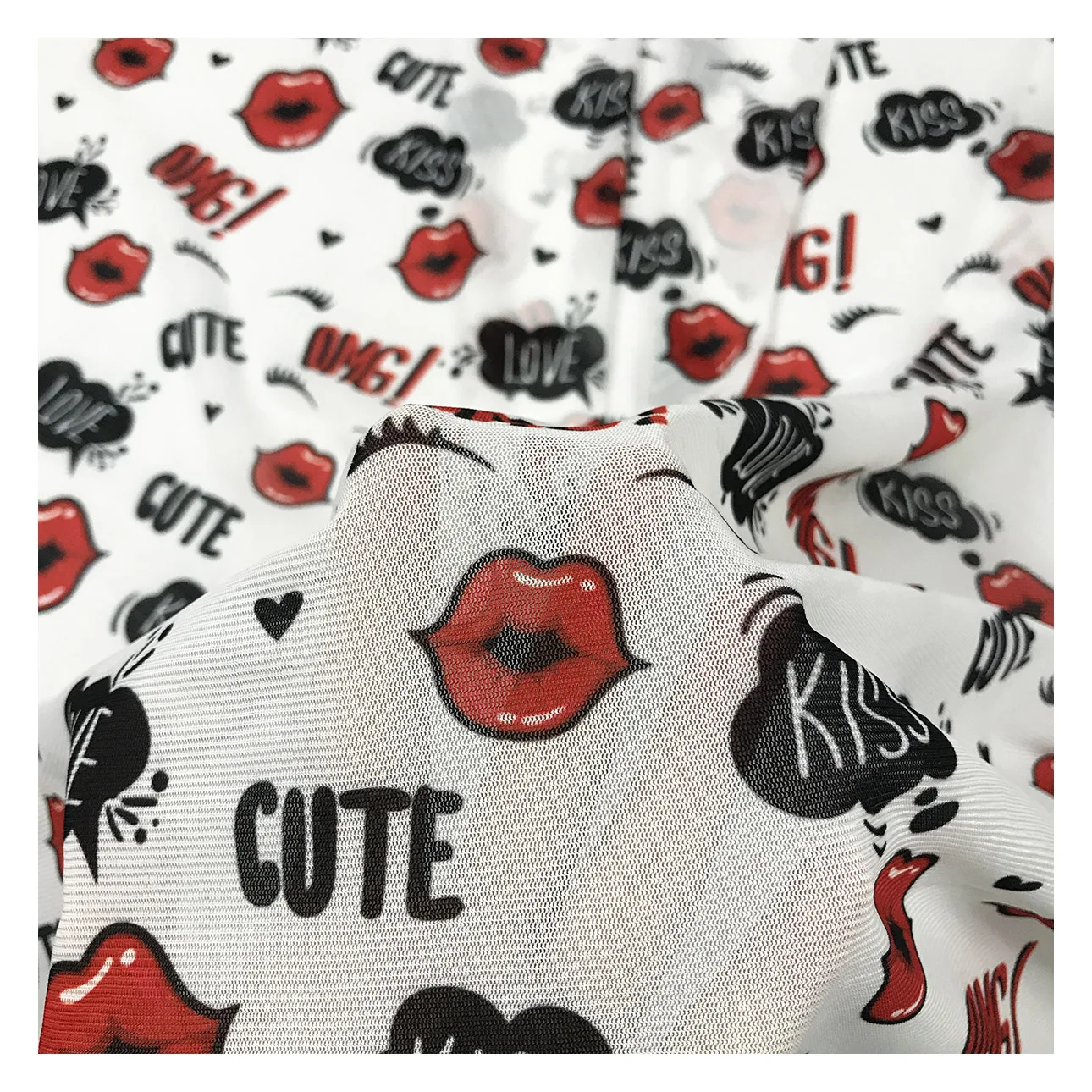 Lining Swimwear The Factory Outlet Korea Tattoo Style 4 Way Stretch Recycled Power Mesh Spandex Stretch Fabric Tricot Plain 45D