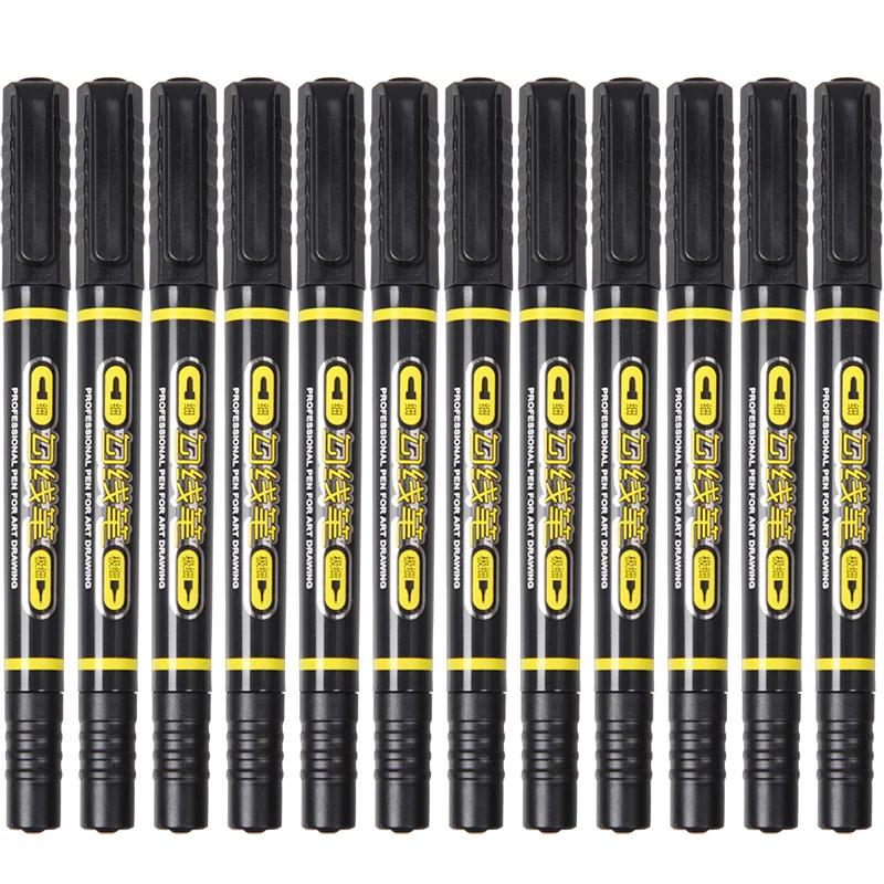 Oil Based Paint Pen Markers For Art Drawing , Black Color Dual Tips Permanent Fabric Marker Non Toxic