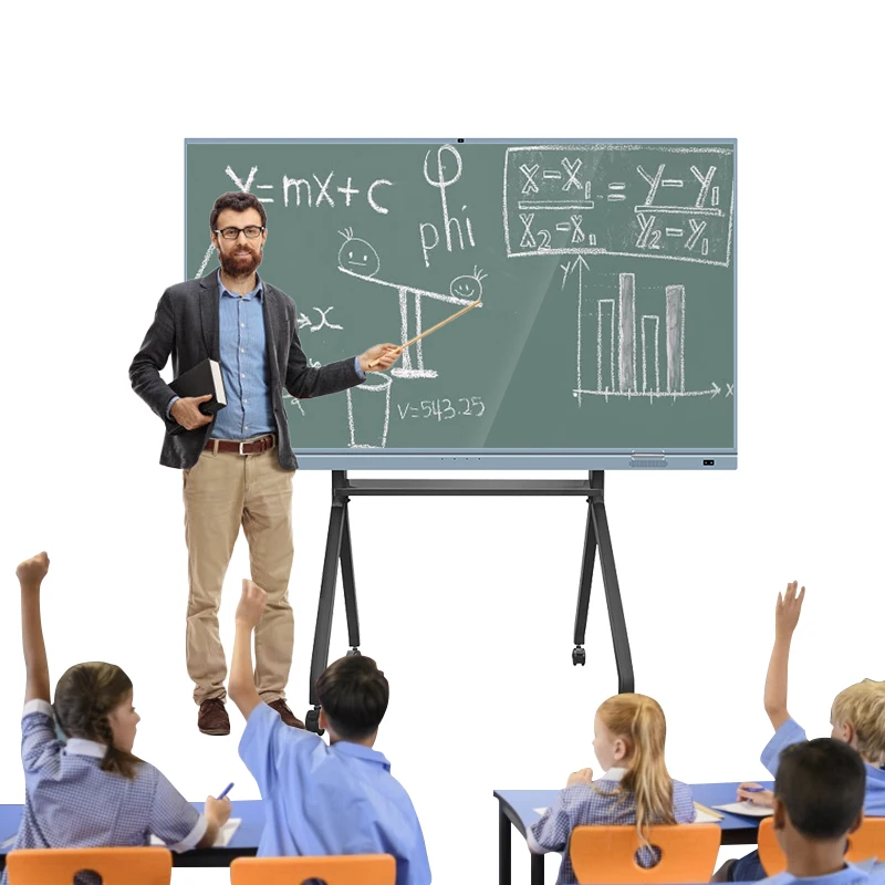 customize 55 65 75 85 150 inch Benchmark Interactive White Board Smart Mobile Stands For Interactive Board With Projector Set