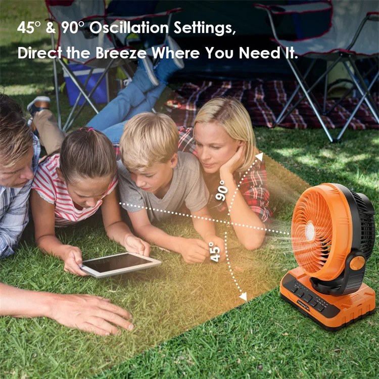 Portable Camping Fan For Tent Upgraded 2-In-1 Design Oscillating 40000mAh High Capacity Table Fan