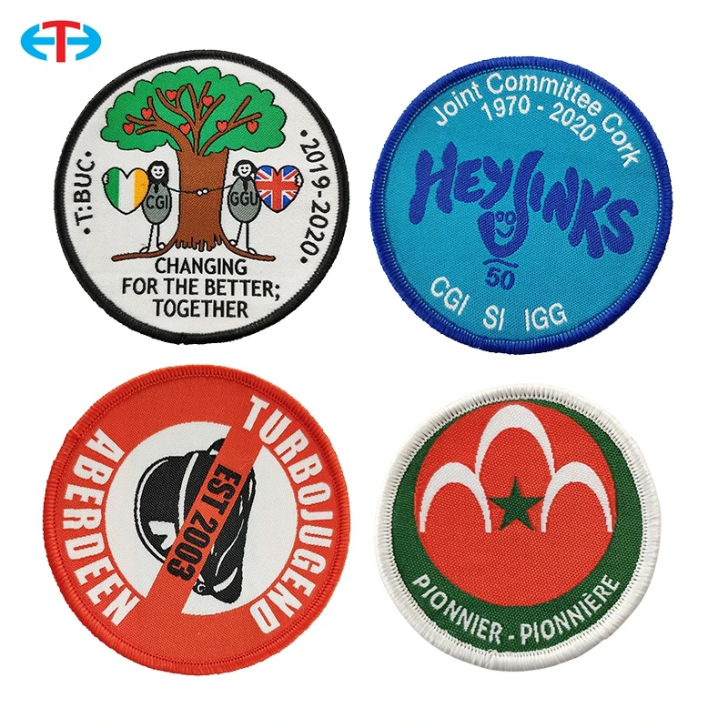 Custom Logo Woven Patches Multicolor Sports Applique Parche Label Badges Tags Iron on Woven Patch