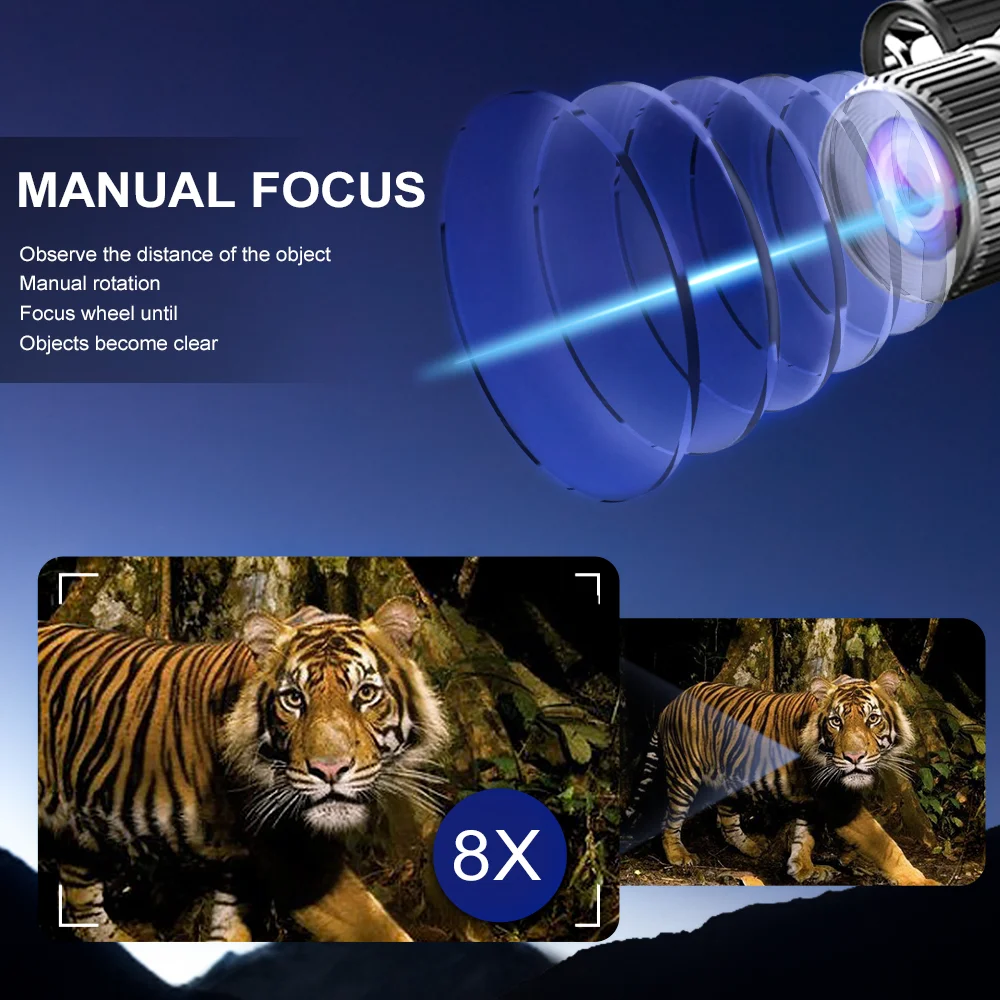 Z9157 головные очки ночного видения с тактическим светом 4K Круглый экран бинокль для взрослых 32 ГБ TF карта