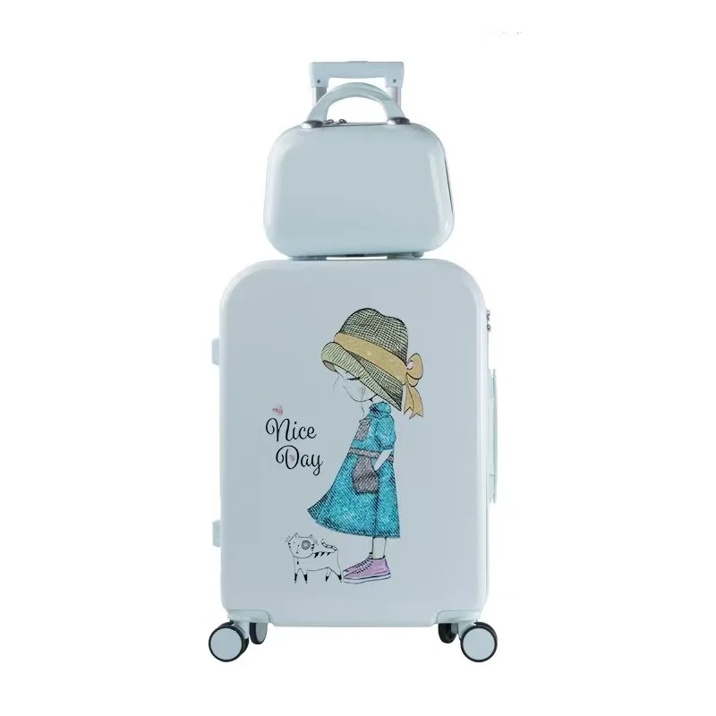 Personalized Fashion Full Printing ABS PC cartoon Travel Suitcase 2 piece Trolley Hard Case Luggage set