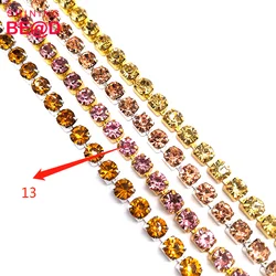 Высококачественная красочная позолоченная цепочка SS29 со стразами для украшения одежды из нержавеющей стали 18
