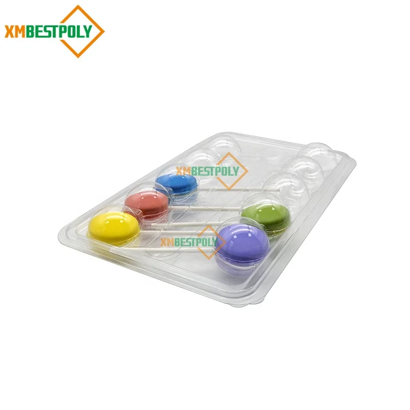 Wholesale 10 Cavity Cake Pop Plastic PET Blister Tray Lollipop Candy Clear Display Packaging Container Box