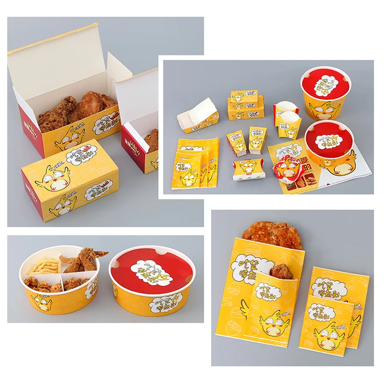 Customized Take Away Food Grade Korean Paper Hot Dog To Go French Fried Chicken Carton Burger Box Printing Fast Food Packaging