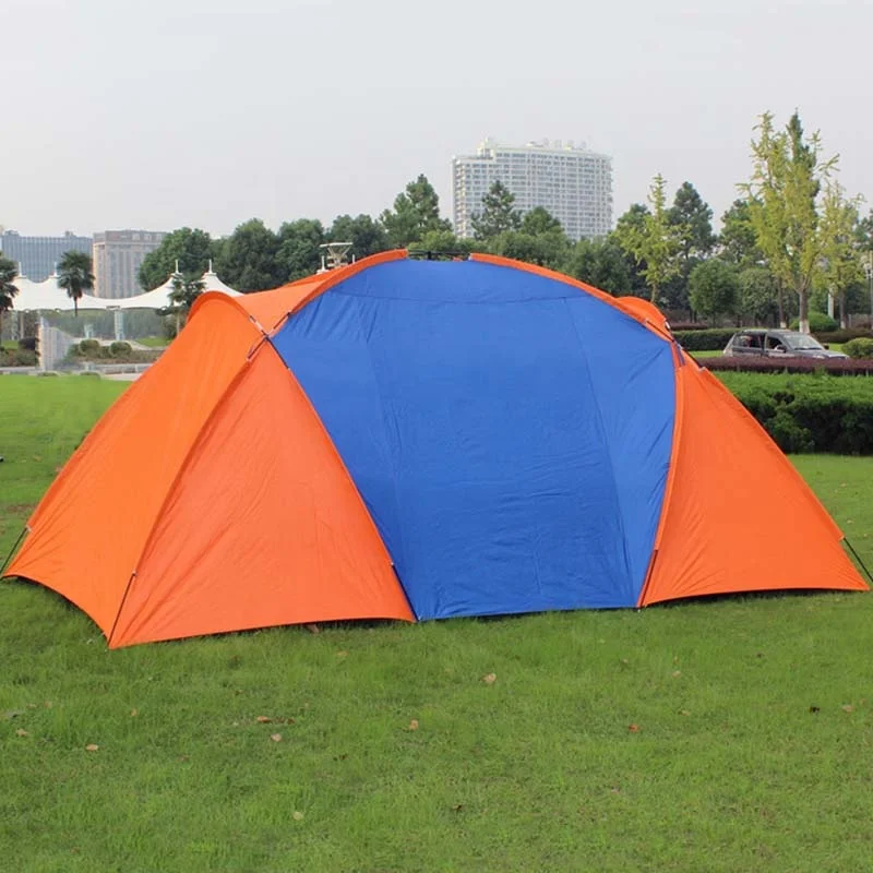 Hot Sale Fiberglass Pole 3-4 Person 2 Rooms Waterproof Family Camping Tent