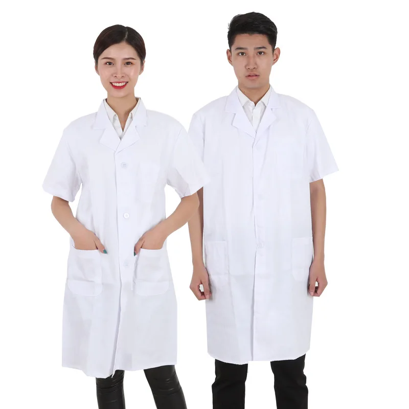 Hao Baby Short Sleeve Nurse Uniform Custom Pharmacy Lab Workwear Cosmetologist Physician Wholesale White Coat Uniform