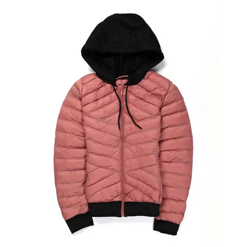 Wholesale Pure  Hand Sew  Female Coat Fleece Hood Winter Women Crop Jacket