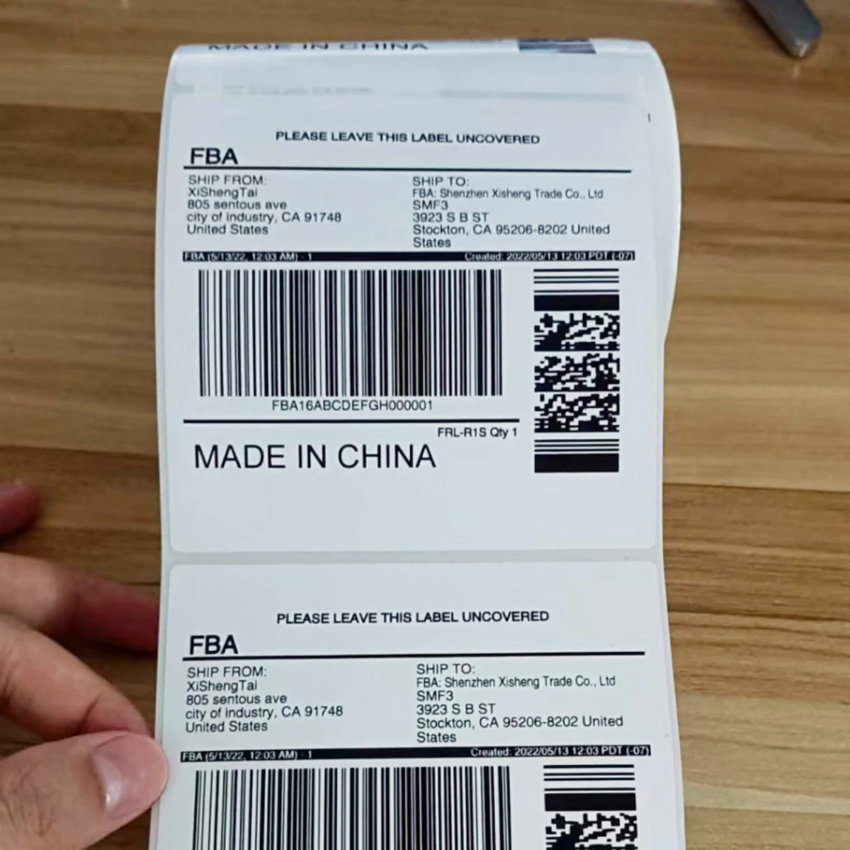 FBA label sku identification logistics sticker tagging barcode tracking QR code FBA outer box packaging label sticker printing